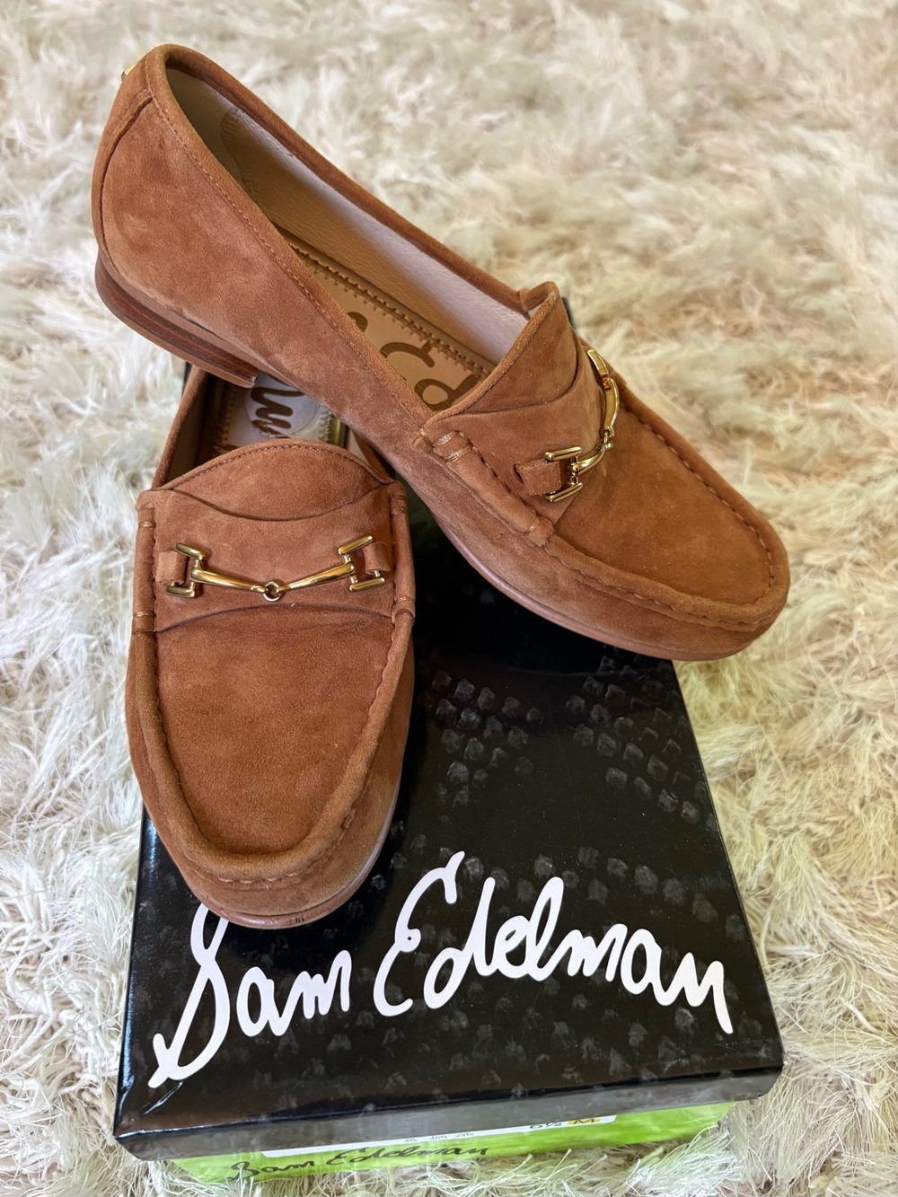 Sam Edelman Saddle Suede Loafers with Gold Bit